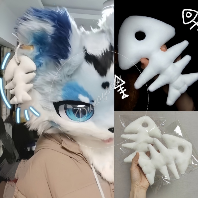 Fishbones Cosplay Prop - Plush Fishbone Keychain For Fursuit Cosplay